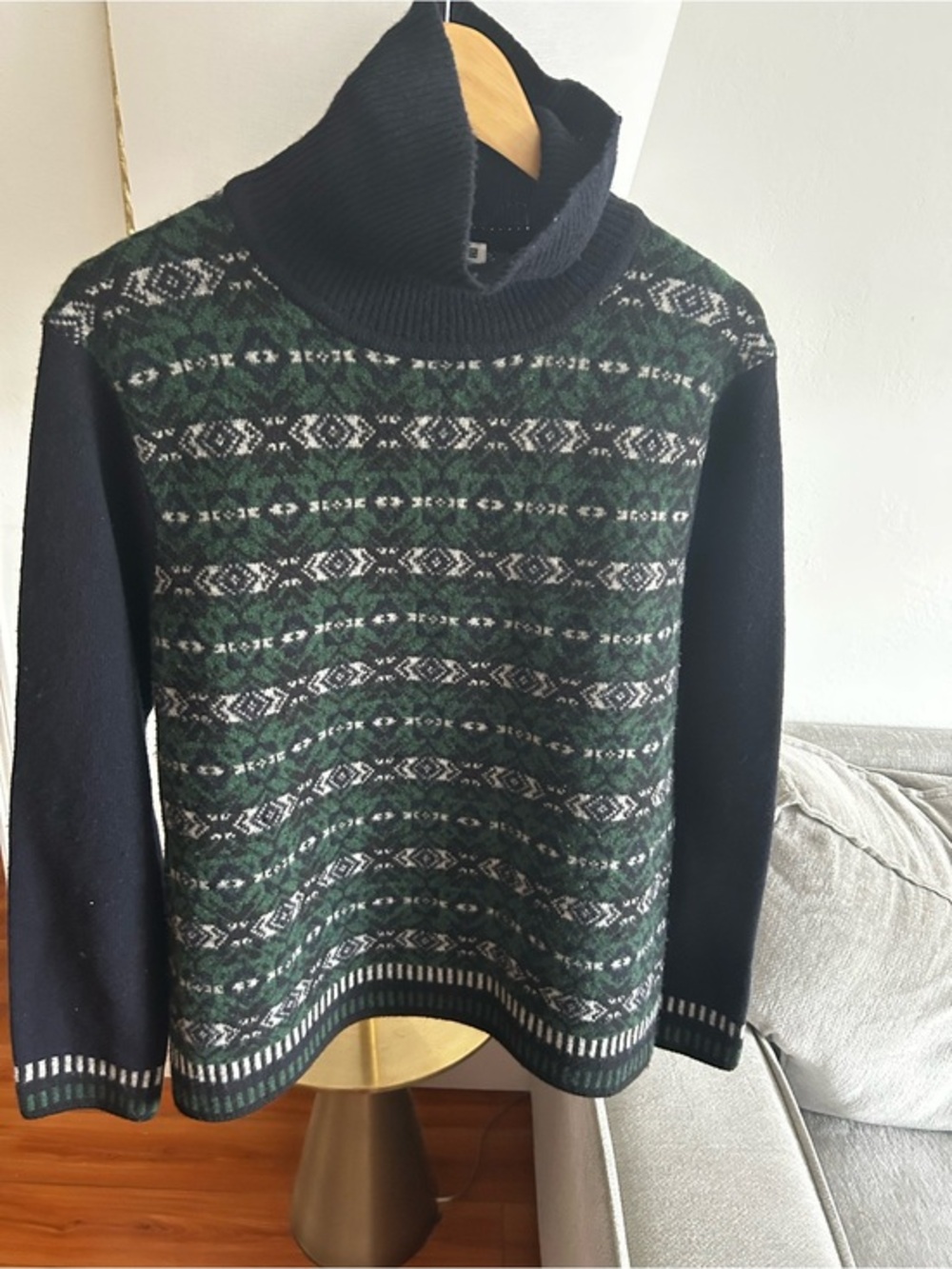 JW Anderson x Uniqlo Sweater Womens L Turtleneck Wool Fisherman Fair Isle